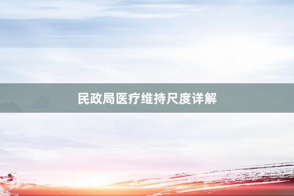 民政局医疗维持尺度详解